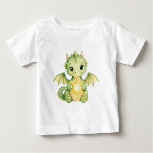 T-shirt Pour Bébé Mignon bébé dragon de fantaisie tenant une étoile 
