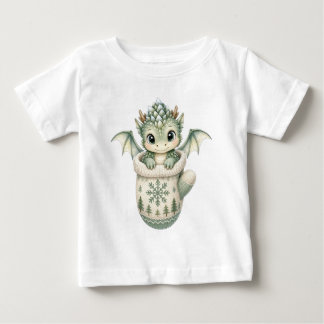 T-shirt Pour Bébé Mignon bébé dragon d'hiver en chausson aquarelle