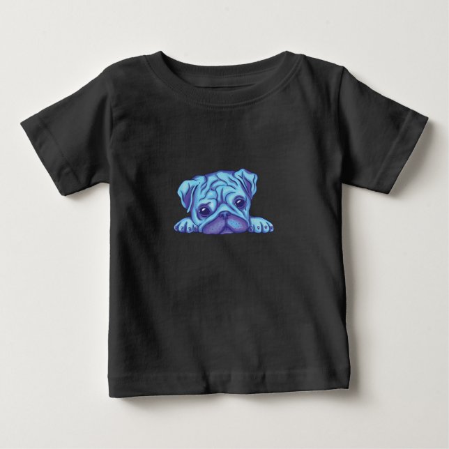 T-shirt Pour Bébé Mignon chiot pug (Devant)