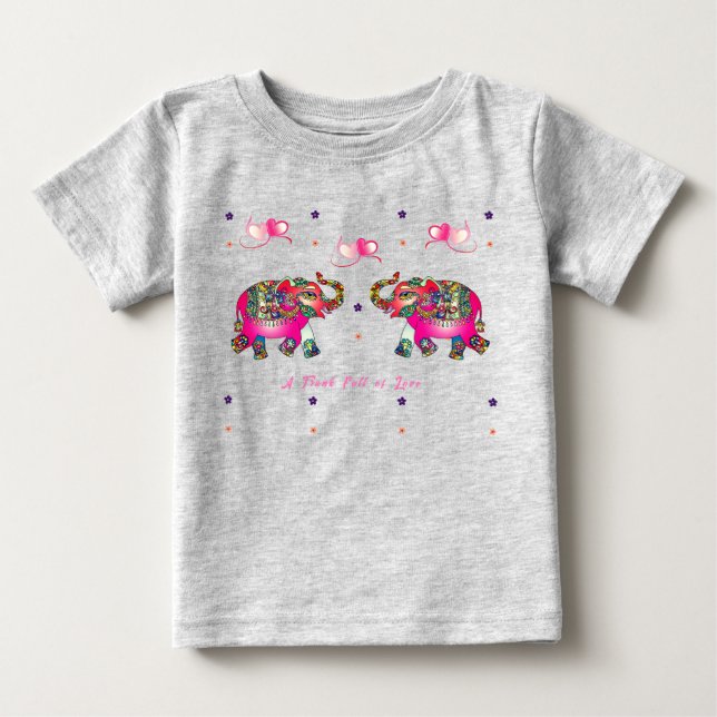 T-shirt Pour Bébé Mignon Éléphant Artistique Tout-Petit (Devant)