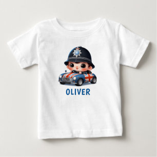 T-shirt Pour Bébé Mignon enfant de la police britannique au volant