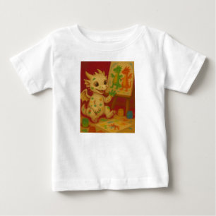 T-shirt Pour Bébé mignon gros oeil blanc bébé givre dragon peint au