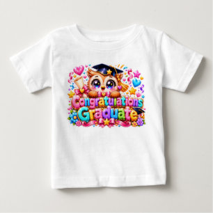 T-shirt Pour Bébé Mignon Kawaii Félicitations Diplômé Hibou Pastel P