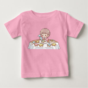 T-shirt Pour Bébé Mignon Kawaii Petit Boulanger Décorant des Cookies