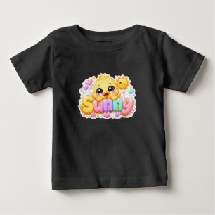 T-shirt Pour Bébé Mignon Kawaii Sunny Chick Nom Pastel Rose Pailleté
