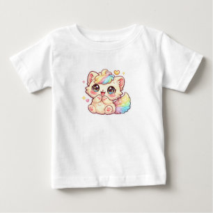 T-shirt Pour Bébé Mignon Kitten Arc-en-Ciel Kawaii Autocollant Chat