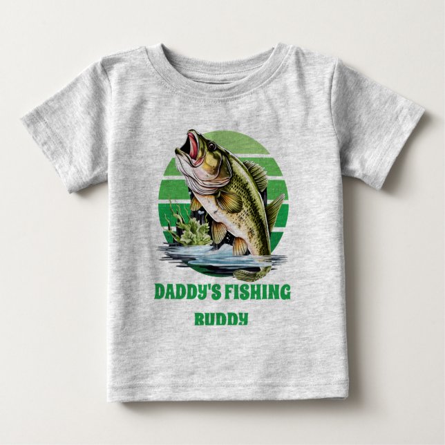 T-shirt Pour Bébé mignon le Buddy pêche de Papa  ajouter du texte ga (Devant)