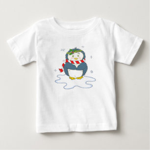 T-shirt Pour Bébé Mignon Manchot de Noël
