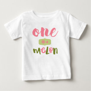 T-shirt Pour Bébé Mignon numéro un dans un melon, fille premier anni