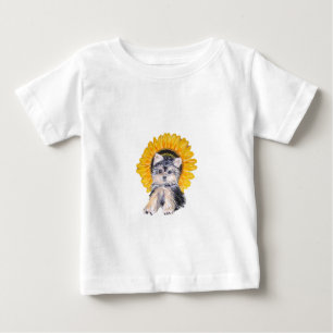 T-shirt Pour Bébé Mignon petit chien Yorkshire Terrier et art de tou