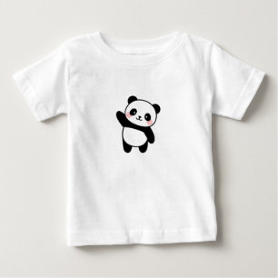 T-shirt Pour Bébé Mignon petit panda agitant Kawaii Illustration pou