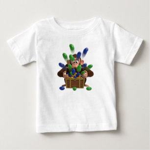 T-shirt Pour Bébé Mignon singe de dessin animé 3D ouvrant un coffre