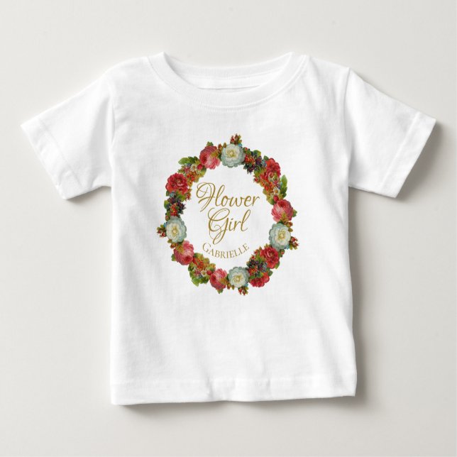 T-shirt Pour Bébé Mignonne Automne Fleur Fleur Fille Mariage Faveur  (Devant)