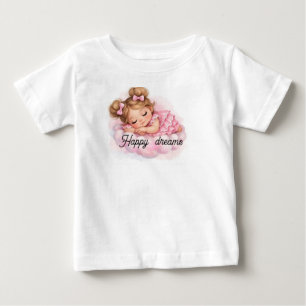 T-shirt Pour Bébé Mignonne bébé fille endormie sur une illustration