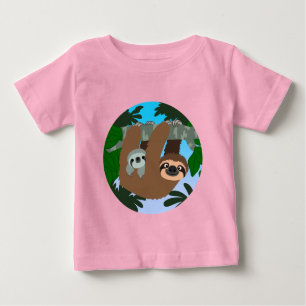 T-shirt Pour Bébé Mignonne Cartoon Mère Sloth Et Bébé