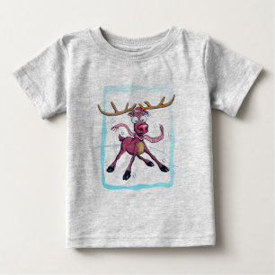 T-shirt Pour Bébé Mignonne cerf sur la glace Drôle Noël vacances Car