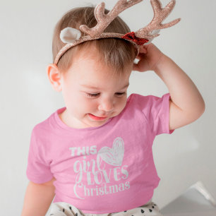 T-shirt Pour Bébé Mignonne Cette Fille Aime Noël Typographie Coeur