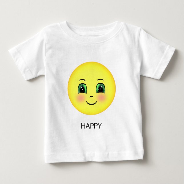 T-shirt Pour Bébé Mignonne émoticôme au visage heureux (Devant)