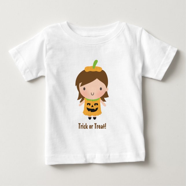 T-shirt Pour Bébé Mignonne fille en tenue Citrouille tenue bébé Hall (Devant)