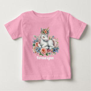 T-shirt Pour Bébé mignonne fille imaginaire licorne ajouter nom