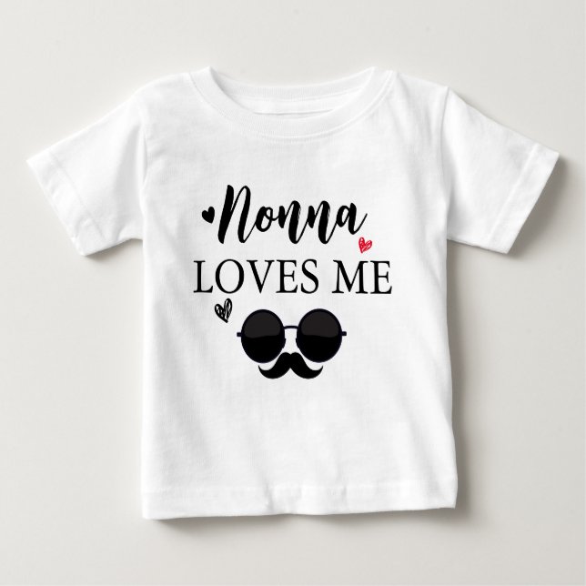 T-shirt Pour Bébé Mignonne grand-mère Nonna m'aime Personnaliser (Devant)