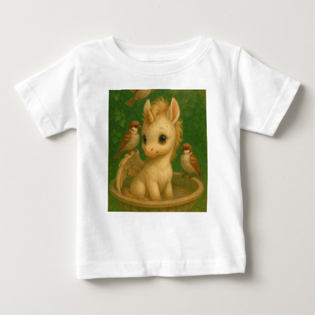 T-shirt Pour Bébé Mignonne, Gros yeux, bébé unisus, pegasus unicorne (Devant)