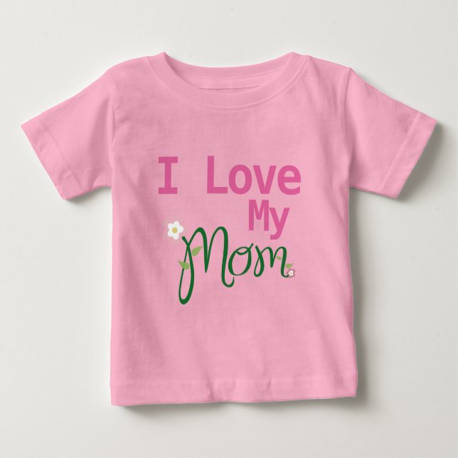 T-shirt Pour Bébé Mignonne J'Aime Ma Maman Bébé Fille Rose (Devant)