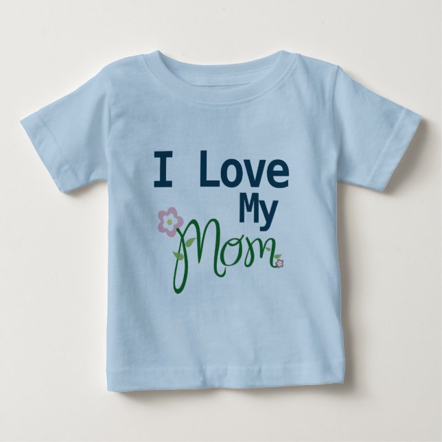 T-shirt Pour Bébé Mignonne J'Aime Ma Maman Bébé Garçon Bleu Bébé T-s (Devant)