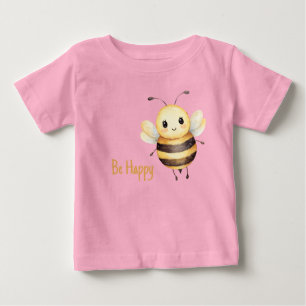 T-shirt Pour Bébé Mignonne Jaune Noire Soyez Heureuse Abeille