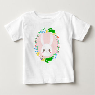 T-shirt Pour Bébé Mignonne lapin de Pâques Fleur Fleur Wreath