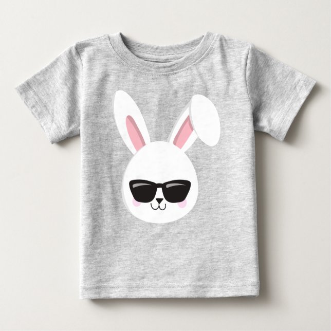 T-shirt Pour Bébé Mignonne Lapin, Lapin Blanc, Lapin Avec Lunettes D (Devant)