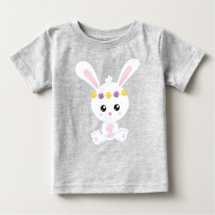 T-shirt Pour Bébé Mignonne Lapin, Petit Lapin, Lapin Blanc, Fleurs