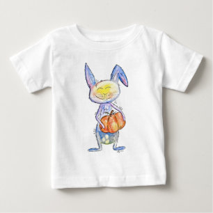 T-shirt Pour Bébé Mignonne lapin Whimsical tenant un Citrouille