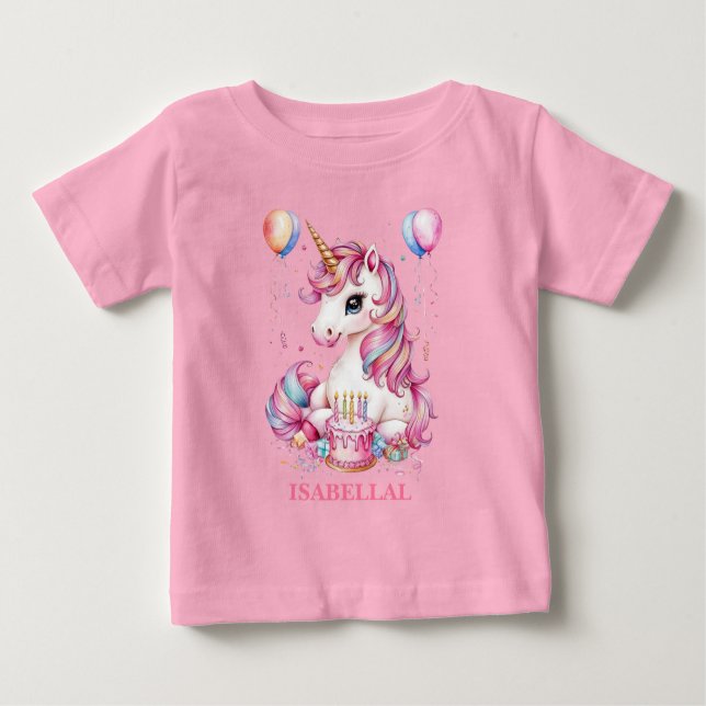 T-shirt Pour Bébé mignonne licorne magique princesse fille anniversa (Devant)