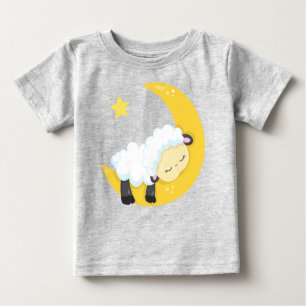 T-shirt Pour Bébé Mignonne Mouton, Mouton Dormant, Lune, Étoiles, So
