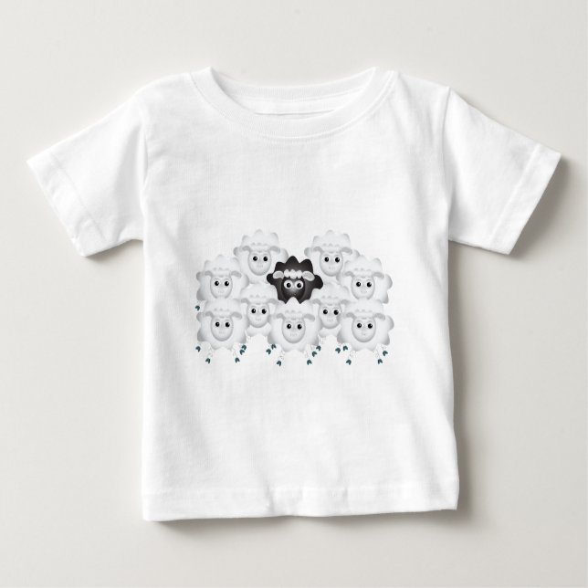 T-shirt Pour Bébé Mignonne mouton noir de la famille (Devant)