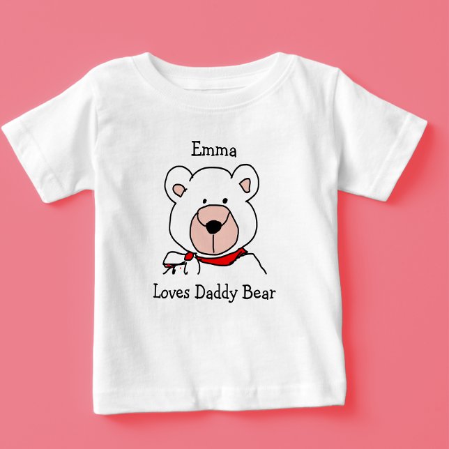 T-shirt Pour Bébé Mignonne Noir et Blanc Amour Papa Ours (Créateur téléchargé)