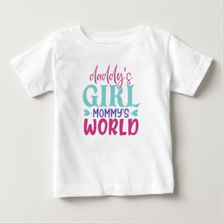 T-shirt Pour Bébé mignonne papa fille maman monde mot art