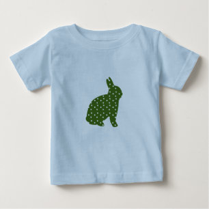T-shirt Pour Bébé Mignonne Pâques lapin vert olive avec taches blanc