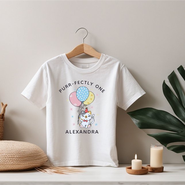 T-shirt Pour Bébé Mignonne Purr Parfaitement Un : Thème Chat 1ère fê (Créateur téléchargé)
