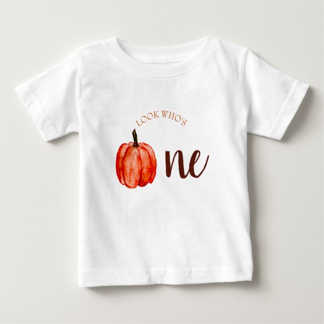 T-shirt Pour Bébé Mignonne Regardez qui est une aquarelle citrouille (Devant)