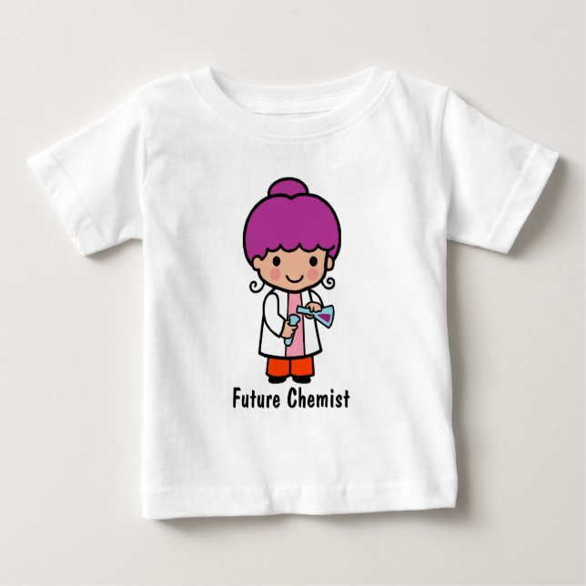 T-shirt Pour Bébé Mignonne scientifique / Fille chimiste avec flacon (Devant)