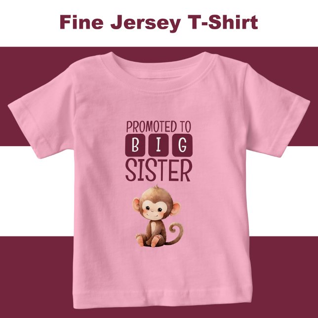 T-shirt Pour Bébé Mignonne singe grande soeur rose (Créateur téléchargé)