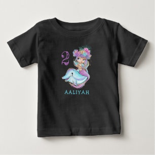 T-shirt Pour Bébé Mignonne Sirène Bébé avec T-shirt d'anniversaire d