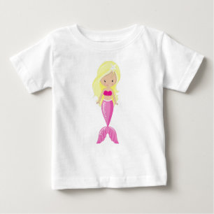 T-shirt Pour Bébé Mignonne Sirène, Petite Sirène, Cheveux Blonde, Qu