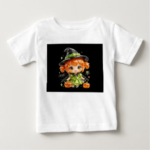 T-shirt Pour Bébé Mignonne sorcière bébé chibi cristal Halloween
