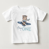Mignonne Teddy Bear Blue Plane Un 1er Anniversaire
