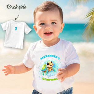 T-shirt Pour Bébé Mignonne tortue de mer 1er anniversaire Garçon T-s