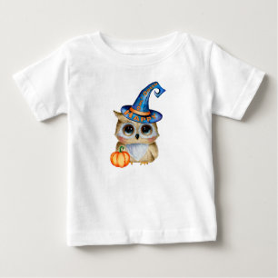 T-shirt Pour Bébé Mignonnement Mignon “Owl’Oween” Joyeux