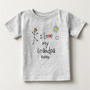 T-shirt Pour Bébé Mignonnes Garçons J'aime Mon grand-père Baby Tee